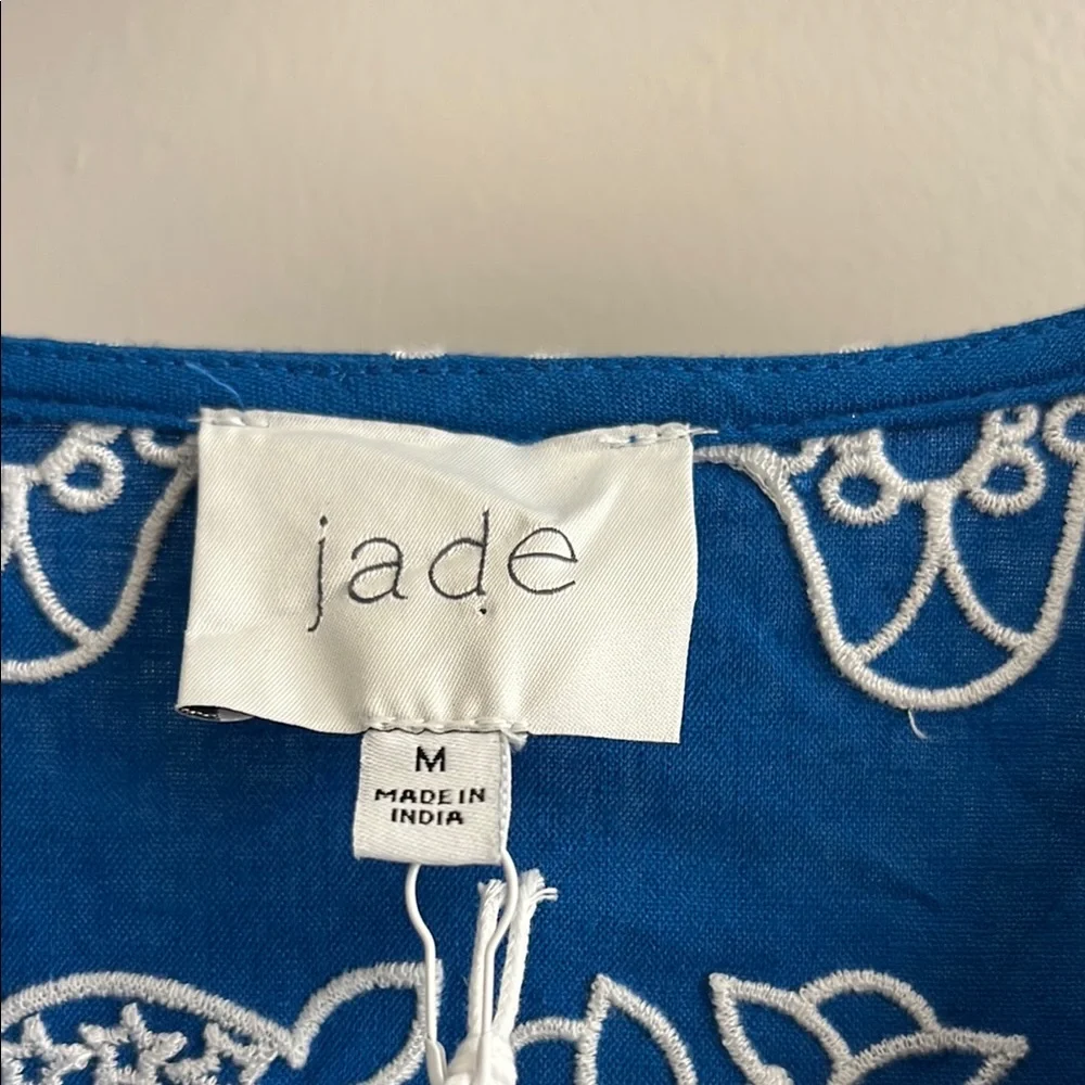 NWT Johnny Was Barbara Mini Dress Size Medium Royal Blue with White Embroidery - Picture 5 of 17